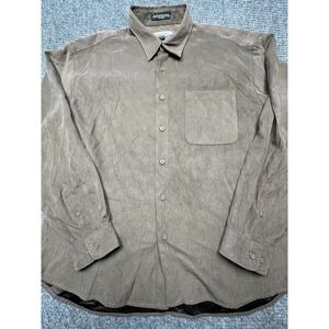 Firethorn‎ Shirt Mens Large Button Up Faux Suede Soft Lined Long Sleeve Pocket